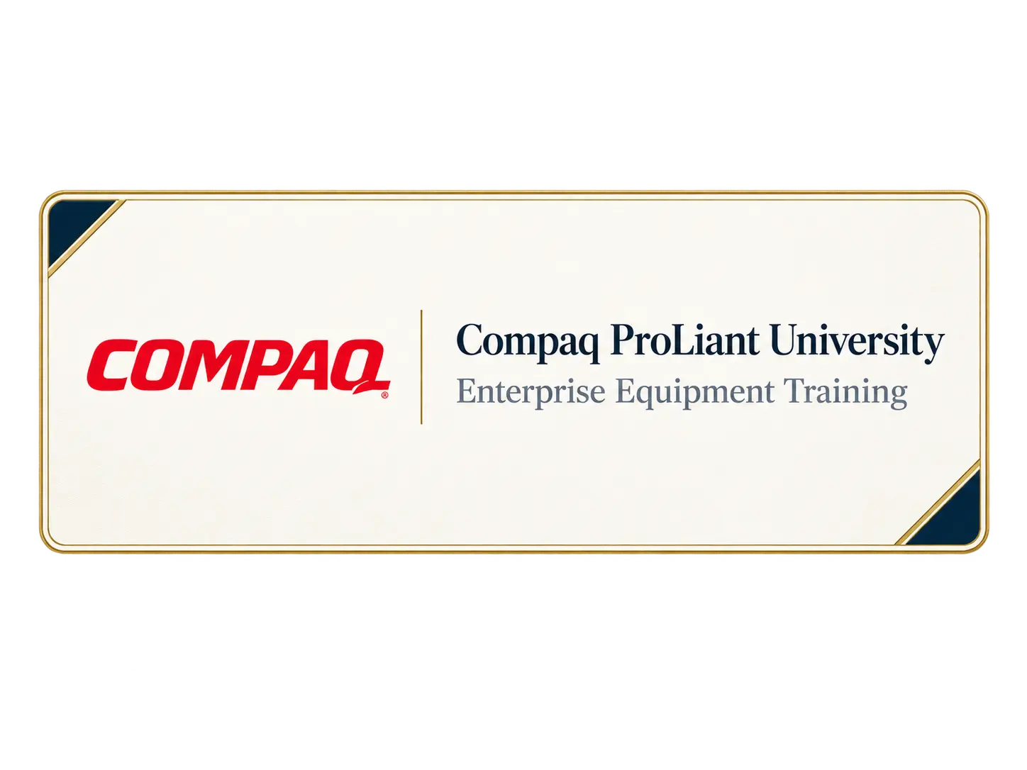 Compaq ProLiant University professional learning record